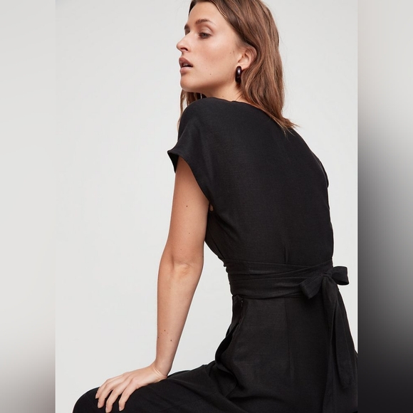 Aritzia Wilfred Brax Jumpsuit Linen Lyocell Cutout  Wide Leg Size 6 - Picture 2 of 11